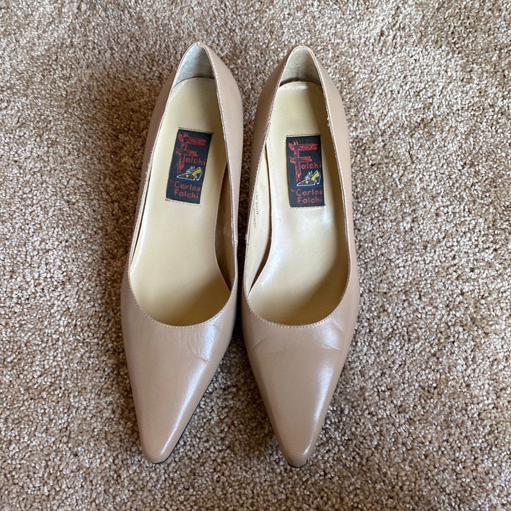 Carlos Falchi Genuine Leather Upper Heels